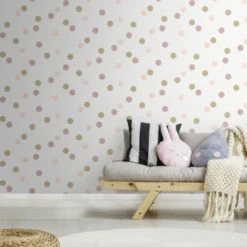 Superfresco Easy Vliesbehang Polka Stippen Roze-goud (108565) -Huishoudelijke Artikelen Korting 123 102