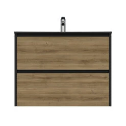 Tiger Reverse Meubelset 80 Cm Met 2 Lades Chalet Eik / Mat Zwart Inclusief Oval Wastafel Mat Zwart -Huishoudelijke Artikelen Korting 123 1211