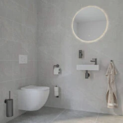 Marho Toiletrolhouder Luxor Met Klep Gun Metal -Huishoudelijke Artikelen Korting 123 1526