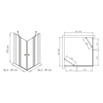 Van Marcke Hoover Douche Hoekinstap Met Draaideuren 90x90x195 4 Van Marcke Hoover Douche Hoekinstap Met Draaideuren 90x90x195 - Afbeelding 2