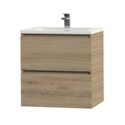 Tiger Karlo Badkamermeubel 60 Cm Chalet Eiken Met Wastafel Hoogglans Wit