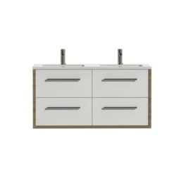 Tiger Badkamermeubel Boston 120cm Chalet Eik/wit Met Grepen RVS